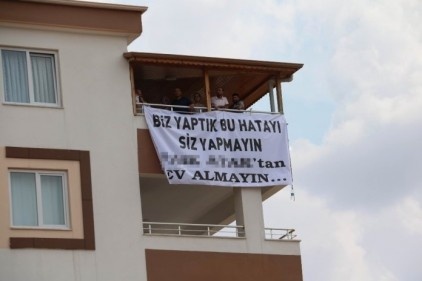 İnşaat firması yetkilileri vinçle pankartları sökmek istedi 