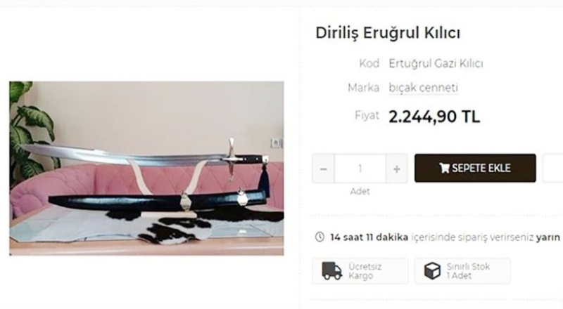 İnternetten, kargo ücreti yok: Diriliş Ertuğrul kılıcı