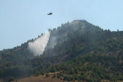 İslahiye&#8217;deki orman yangınına helikopterler müdahale etti