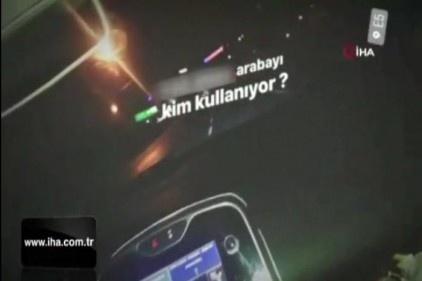 İstanbul&#039;da trafikte otomobilini diziyle kullanan maganda kamerada