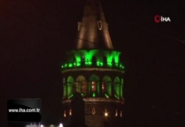 İstanbul'un simgeleri 'Serebral Palsi' için yeşile büründü