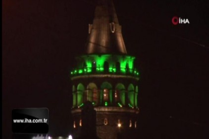 İstanbul&#039;un simgeleri &#039;Serebral Palsi&#039; için yeşile büründü