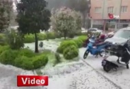 İzmir Tire'de kar gibi dolu yağdı