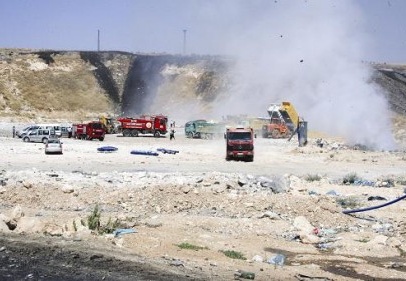 Katı atık depolama tesisinde yangın çıktı