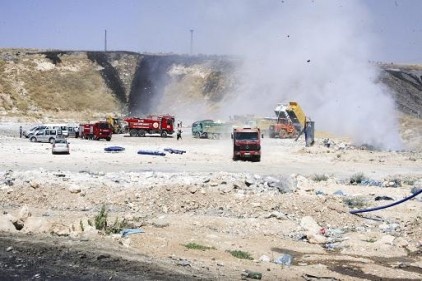 Katı atık depolama tesisinde yangın çıktı