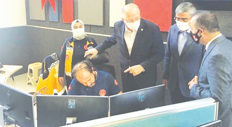 Koçer 112 Acil Çağrı Merkezi’ni ziyaret etti