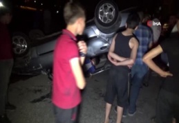 Kontrolden çıkan otomobil takla attı 