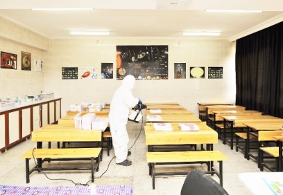 Köy okullarının tamamı dezenfekte edildi