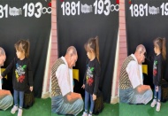 Küçük Deniz’in Ata’nın resmini okşadığı anlar kameralara yansıdı