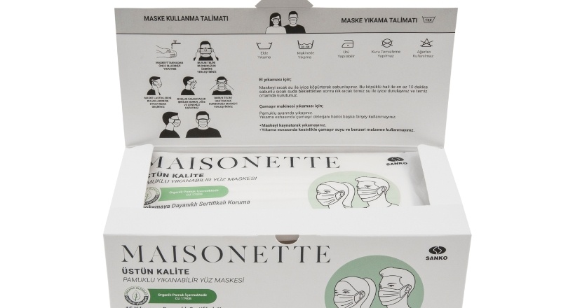 Maisonette’ten, pamuklu yıkanabilir yüz maskesi