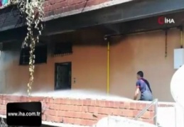 Mal sahibi olduğu binayı ikinci kez yakmaya çalışırken darp edildi