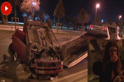 Maltepe&#8217;de kaza yapan kadın sürücü şoka girdi