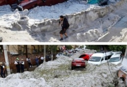 Meksika'da 29 derecede dolu fırtınası