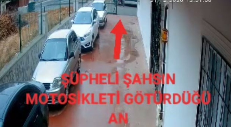 Motosiklet hırsızı güvenlik kamerasına yakalandı