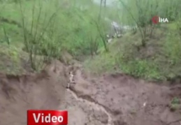 Ordu'da heyelan sonucu yollar göçtü, bahçeler zarar gördü