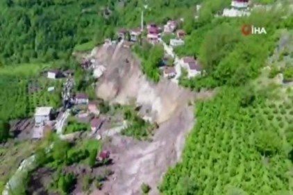 Ordu&#039;da heyelanın yok ettiği mahalle havadan görüntülendi