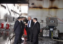 OSB Başkanı yangın yerinde incelemede bulundu