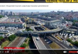 Otogardaki bayram yoğunluğu havadan görüntülendi
