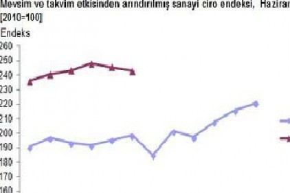 Sanayi ciro endeksi haziran ayında bir önceki aya göre yüzde 1,2 azaldı.