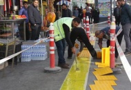 Sarı emniyet çizgileri kaldırımı süsledi