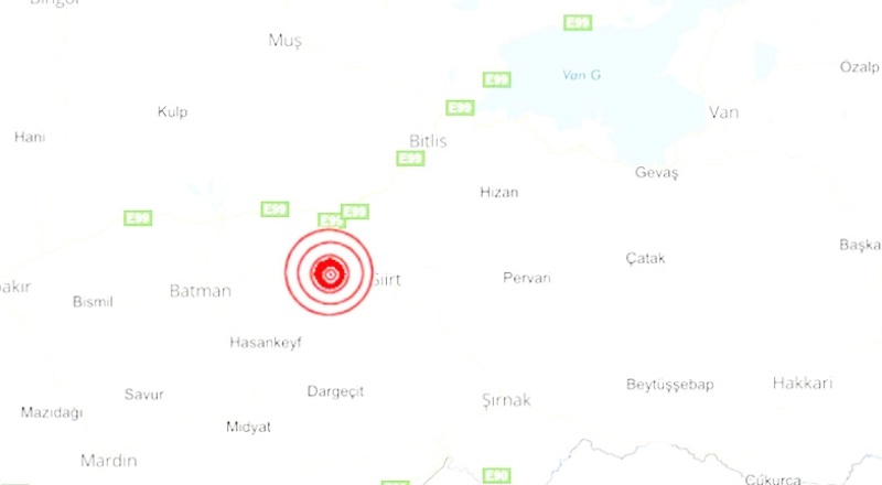 Siirt'te 5.2 büyüklüğünde deprem