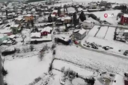 Silivri'yi kaplayan beyaz örtü, drone ile görüntülendi