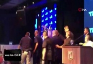 Siren seslerini duyan Netanyahu konuşmasını keserek bölgeden ayrıldı