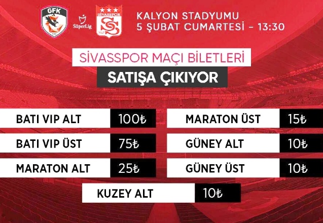 Sivasspor maçının biletleri satışa çıktı