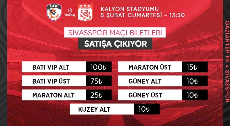 Sivasspor maçının biletleri satışa çıktı