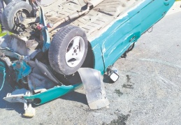 Sollama yapmak isterken takla attı