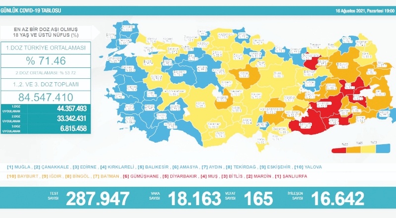 Son 24 saatte 18 bin 163 vaka, 165 ölüm