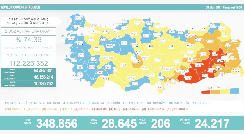 Son 24 saatte 28 bin 645 vaka, 206 ölüm