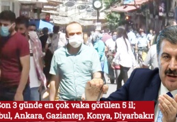 Son 3 günde en çok vaka görülen 5 il; İstanbul, Ankara, Gaziantep, Konya, Diyarbakır