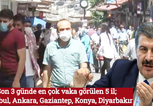 Son 3 günde en çok vaka görülen 5 il; İstanbul, Ankara, Gaziantep, Konya, Diyarbakır