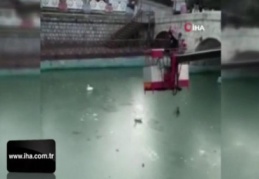 Suda ayakları donan kazları itfaiye kurtardı