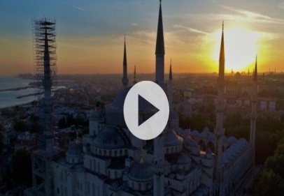 Sultanahmet Camii'nin gün batımıyla birleşen eşsiz manzarası havadan görüntülendi