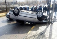 Takla atan araçtan burnu bile kanamadan çıktı