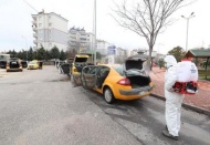 Taksi durakları ve taksiler dezenfekte edildi