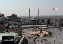 Taksim Camii'nde son durum havadan görüntülendi