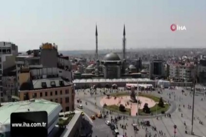 Taksim Camii&#039;nde son durum havadan görüntülendi