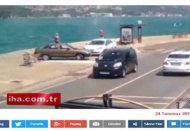 Tarabya'da aracın denize uçma anı güvenlik kamerasında
