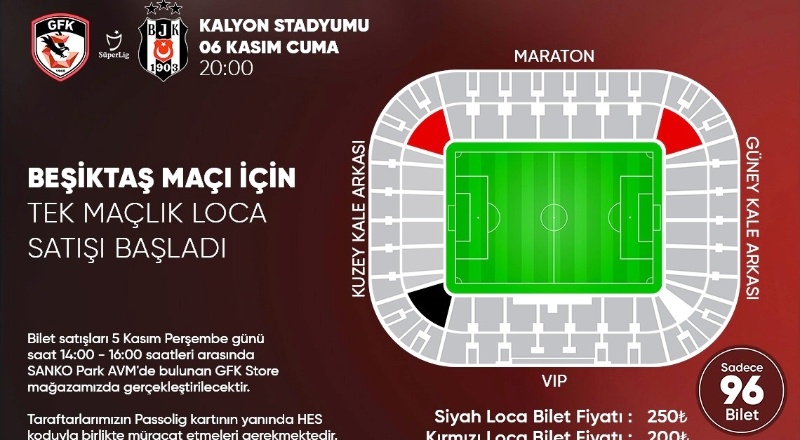 Tek maçlık loca bilet satışları başlıyor