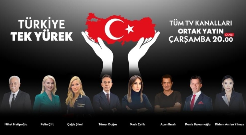 Televizyon kanallarından depremzedeler için ortak yayın: “Türkiye Tek Yürek”