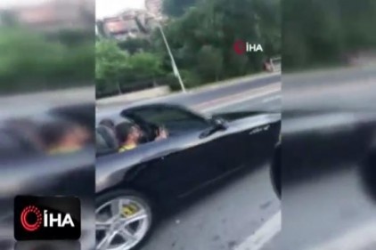 TEM otoyolunda lüks otomobilli düğün konvoyunda &#039;drift&#039; terörü