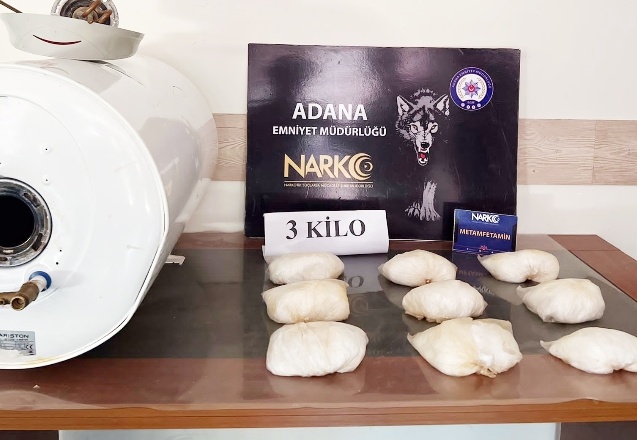 Termosifonda 3 kilo metamfetamin ele geçirildi