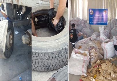 TIR tekerine gizlenmiş kaçak tütün ele geçirildi