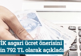TÜİK asgari ücret önerisini 2 bin 792 TL olarak açıkladı