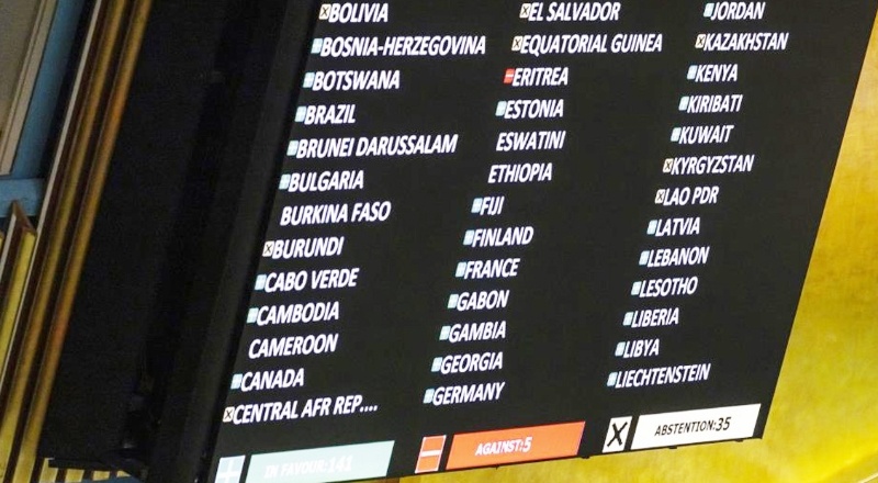 Türkiye de dahil 141 ülke “Evet" oyu verdi