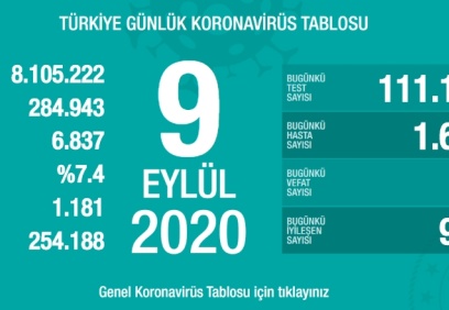 Türkiye'nin Coronavirus tablosu: 1.673 yeni tanı konuldu