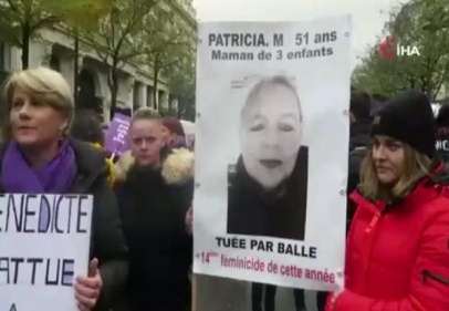 Paris'te binlerce kişi kadına yönelik şiddete karşı yürüdü